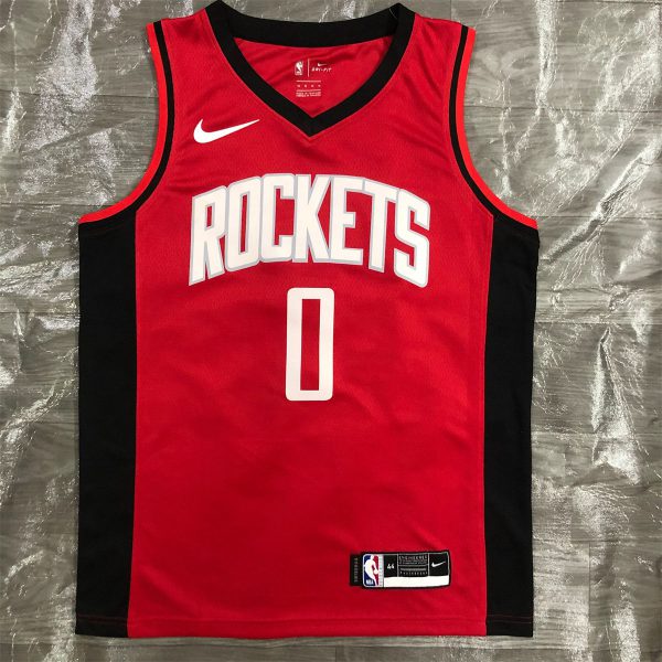 NBA Houston Rockets V-Neck Red Jersey WESTBROOK#0 S-XXL