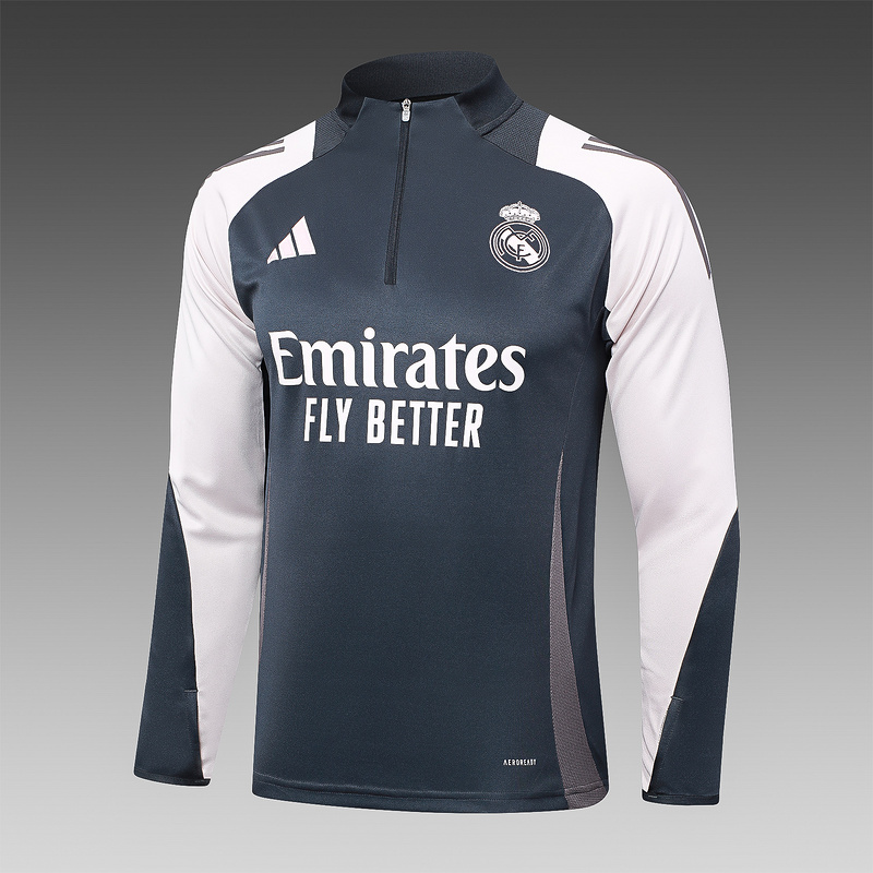 24/25 Real Madrid Grey Long-sleeved half-pull training kit Football team kit