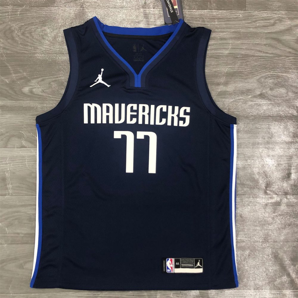 NBA Dallas Mavericks V Neck Royal Blue Jersey DONCIC#77 S-XXL