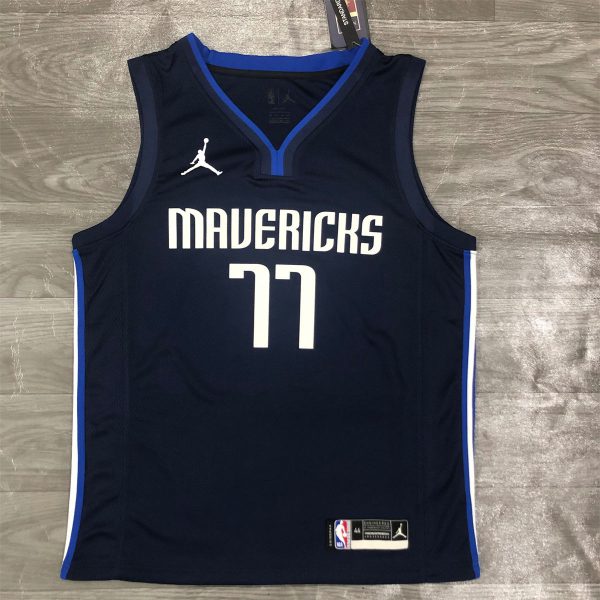 NBA Dallas Mavericks V Neck Royal Blue Jersey DONCIC#77 S-XXL