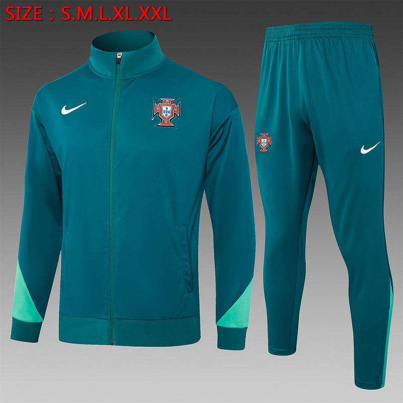 2024/25 Portugal Green Jacket Training Suit Set Football Team Shirt Sports Fashion