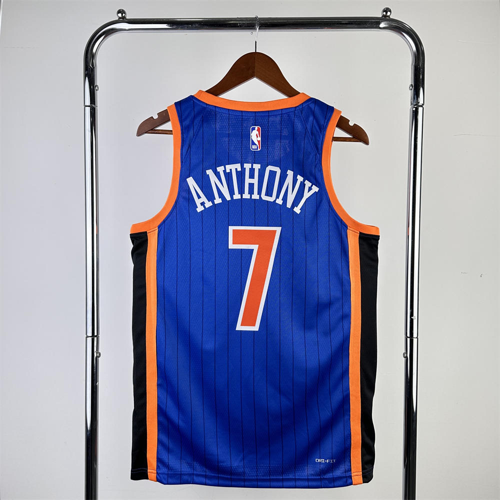 NBA New York Knicks 2024 Round Neck Blue jersey ANTHONY#7 S-XXL