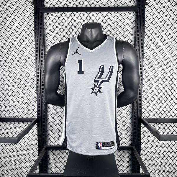 NBA San Antonio Spurs 2021 V-Neck Grey jersey WENBANYAMA#1 S-XXL