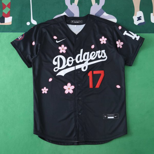 MLB LosAngeles Dodgers Black Jersey Flower Edition OHTANI #17