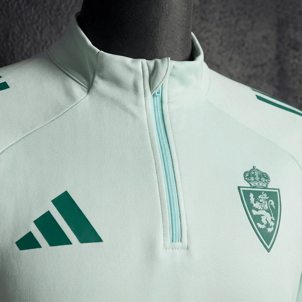 2025/26 Zaragoza Half-Pull long Sleeve Light Green Hoodie