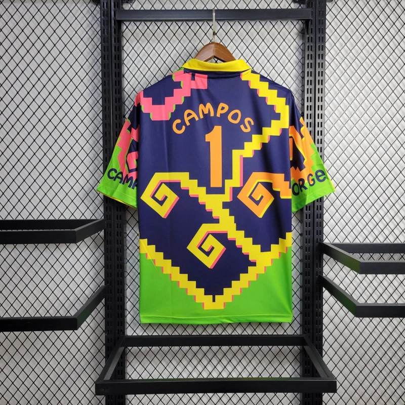 Retro Mexico 1995 Goalkeeper Green jersey Fan Version CAMPOS Number 1