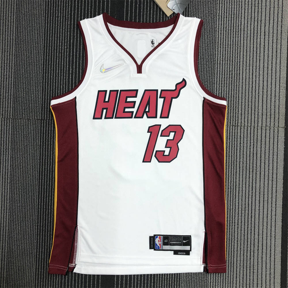 NBA Miami Hearts V-Neck White 75th Anniversary Jersey ADEBAYO#13 S-XXL