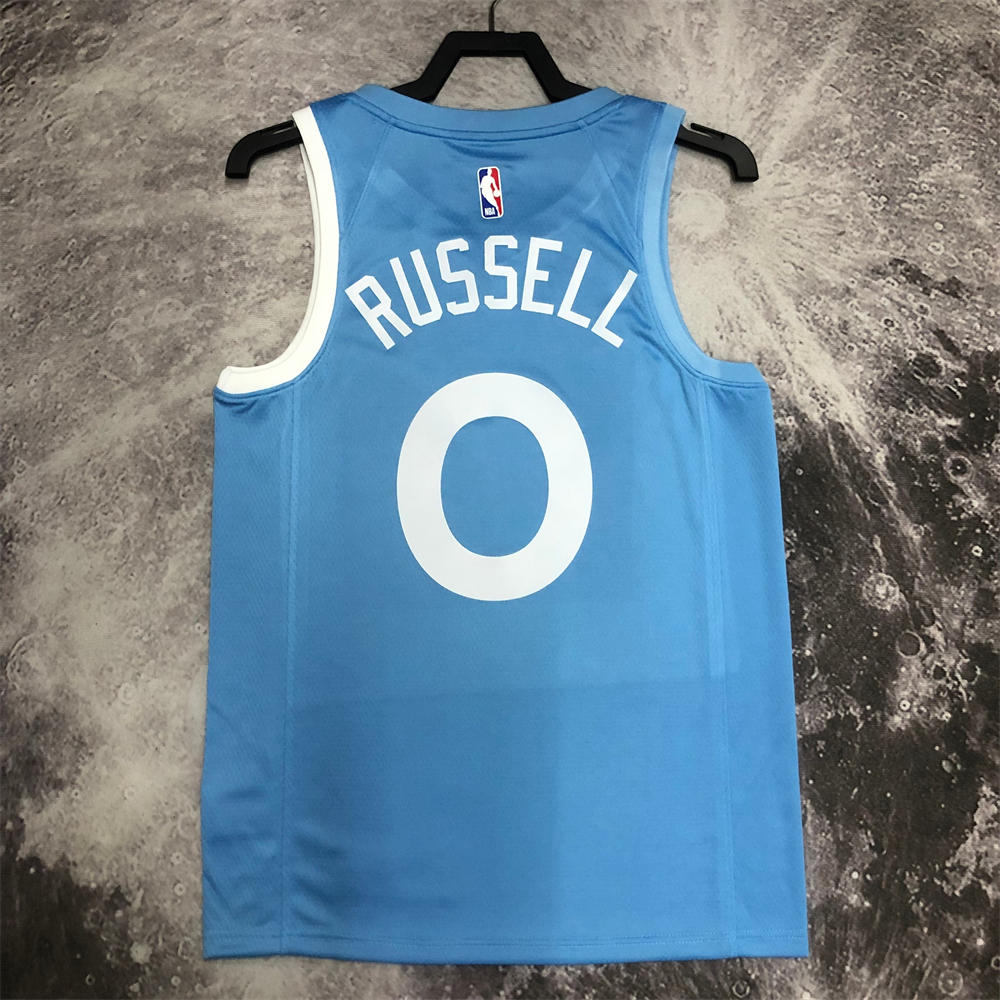 NBA Minnesota Timberwolves V-Neck North Carolina Blue Jersey RUSSELL#0 S-XXL