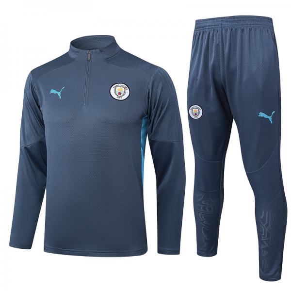 202526 Manchester City Grey Long-sleeved half-pull training kit Football team kit