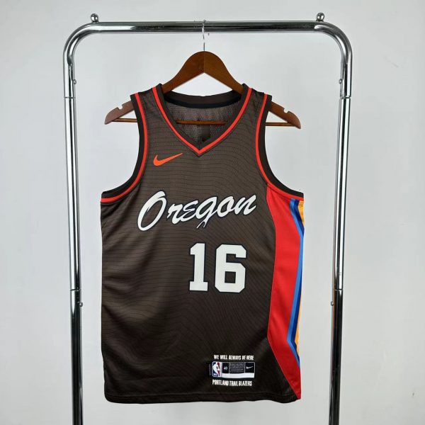 NBA Portland Trail Blazers 2021 V-Neck City Edition Black Jersey YANG#16 S-XXL