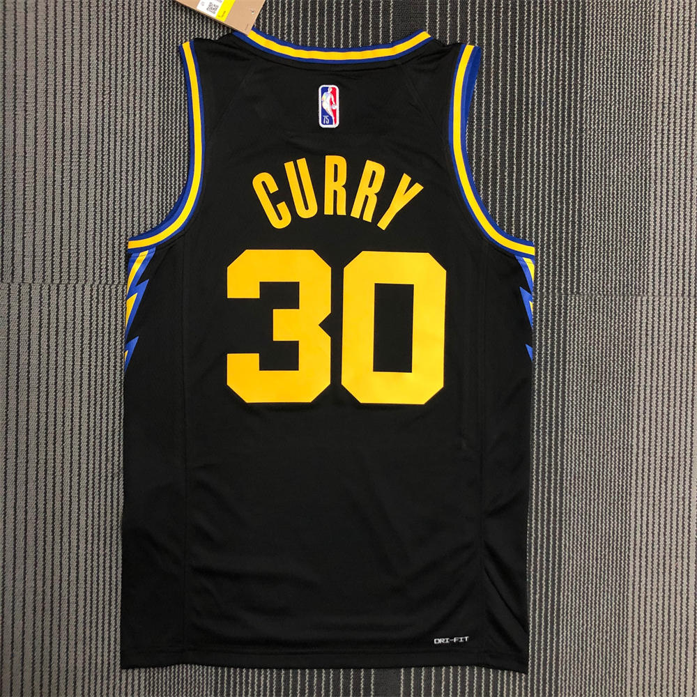 NBA Golden State Warriors V-Neck 75th anniversary Black Jersey CURRY#30 S-XXL