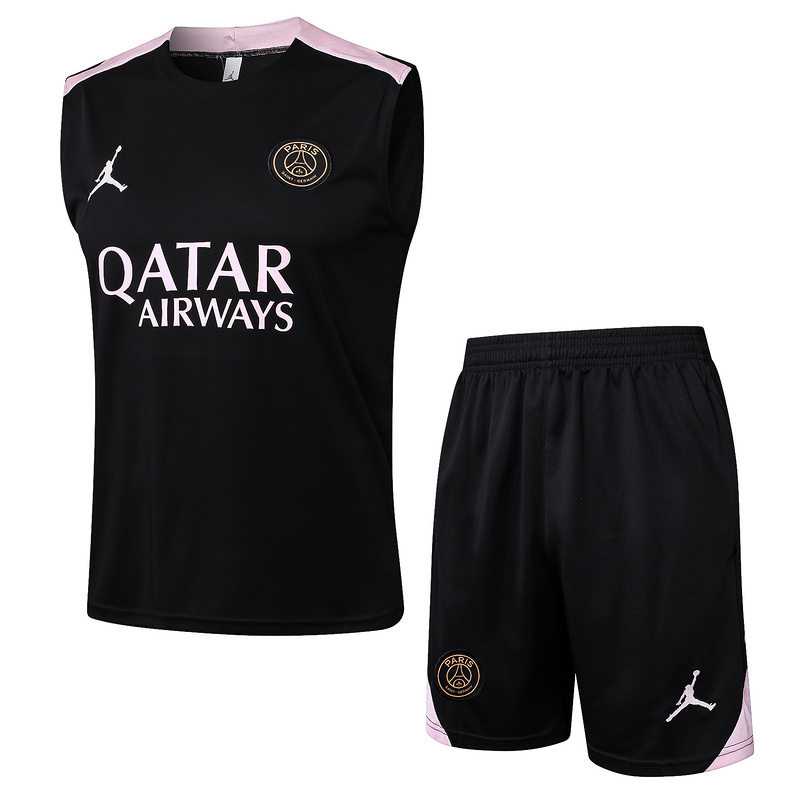 24/25 Paris Black Training Set Shirt and Shorts