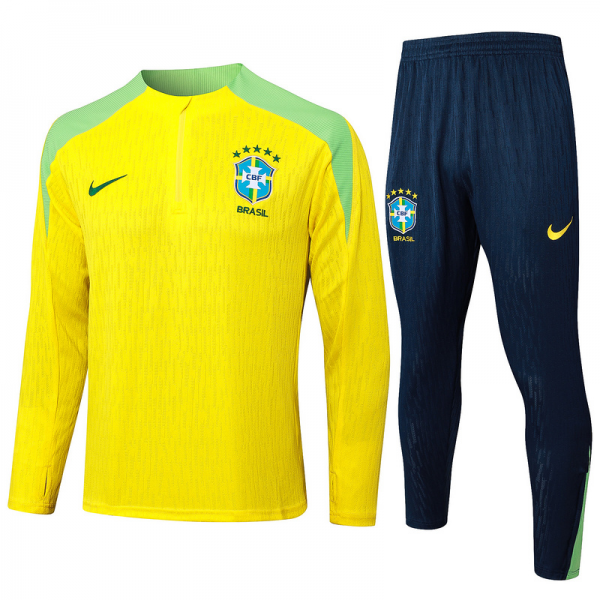 24/25 Brazil Yellow Long-sleeved half-pull training kit Football team kit