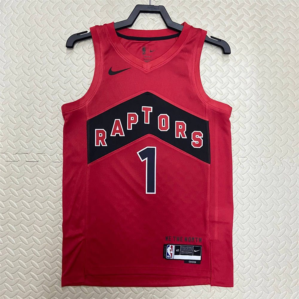 NBA Toronto Raptors V-Neck Red Jersey McGRADY#1 S-XXL