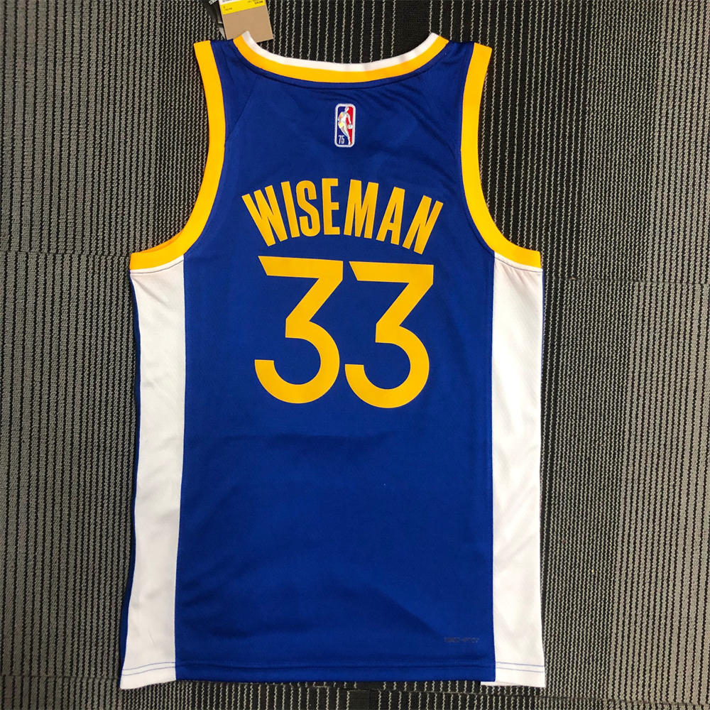 NBA Golden State Warriors V-Neck 75th anniversary Blue Jersey WISEMAN#33 S-XXL