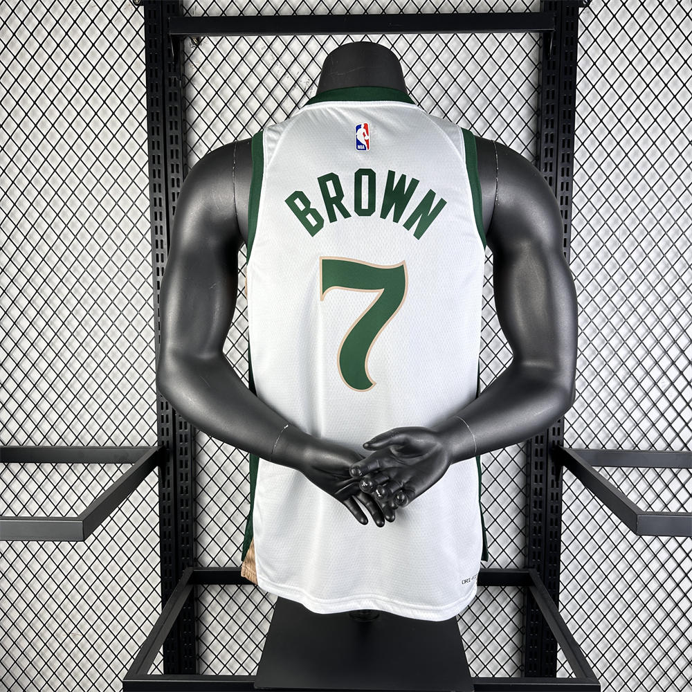 NBA Boston Celtics 2024 City Edition Round Neck White Jersey BROWN#7 S-XXL