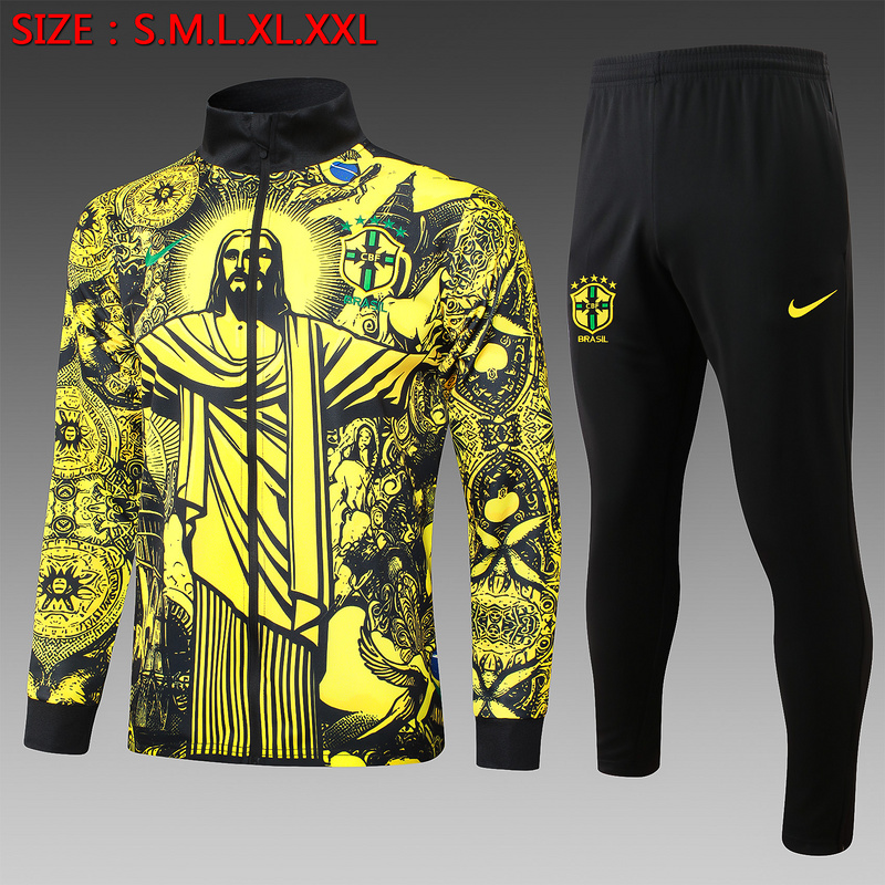 2024/25 Brazil Yellow Jacket Training Suit Set Football Team Shirt Sports Fashion
