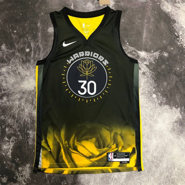 NBA Golden State Warriors V-Neck Black City Edition Jersey CURRY#30 S-XXL
