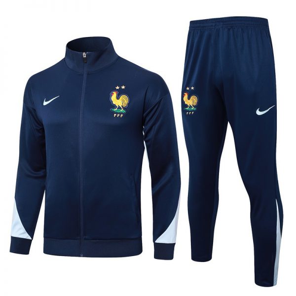2024 France Royal Blue Jacket Training Suit Set Football Team Shirt Sports Fashion