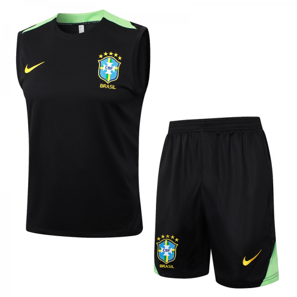 24/25 Brazil Black Training Set Shirt and Shorts