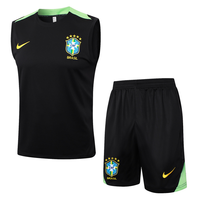 24/25 Brazil Black Training Set Shirt and Shorts