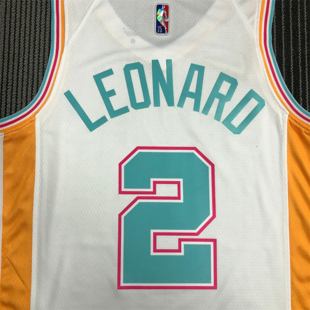 NBA San Antonio Spurs V-Neck White 75th Anniversary jersey LEONARD#2 S-XXL