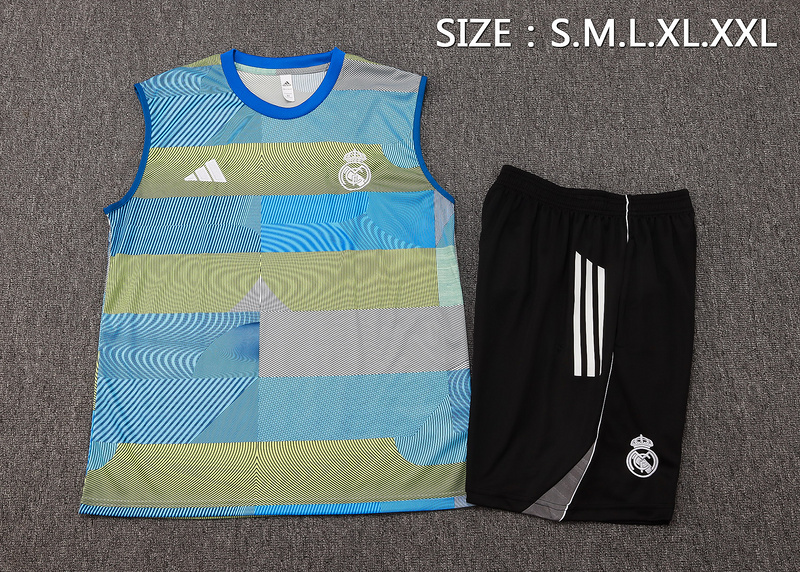 2025/26 Real Madrid blue-green Training Set Shirt and Shorts