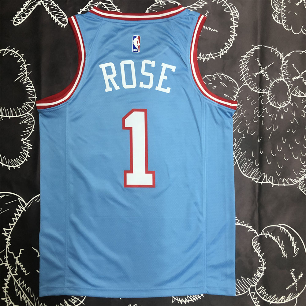 NBA Chicago Bulls Round Neck Blue Jersey ROSE#1 S-XXL