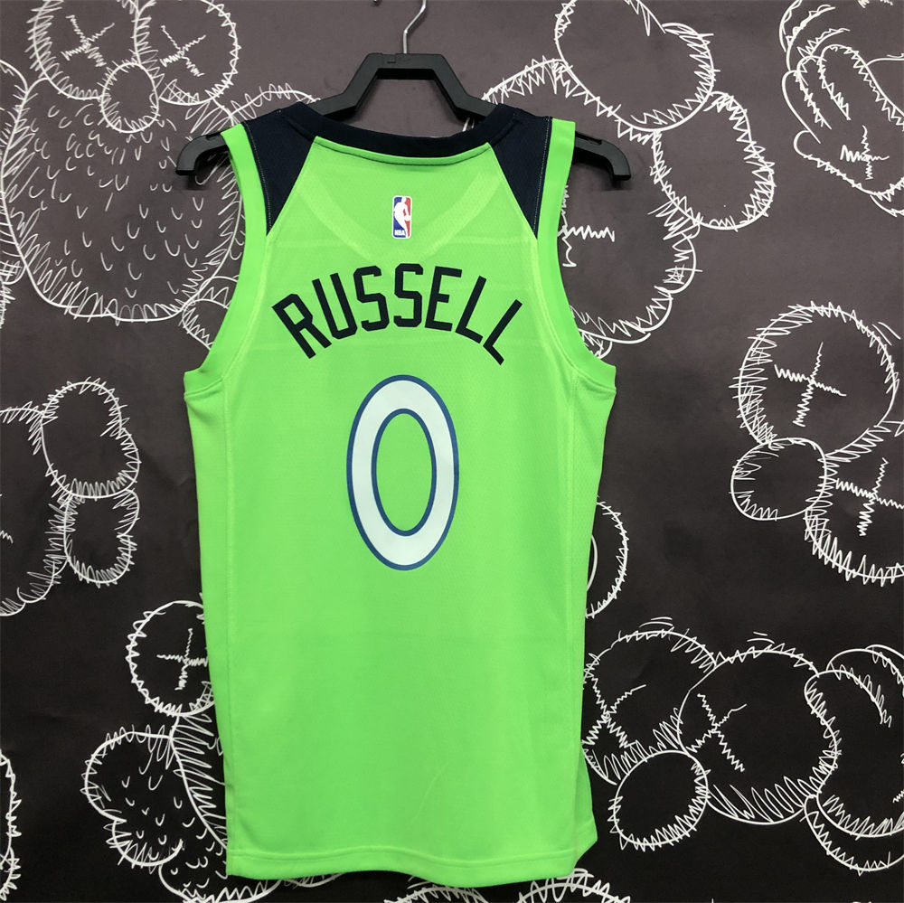 NBA Minnesota Timberwolves V-Neck Green RUSSELL#0 Jersey S-XXL