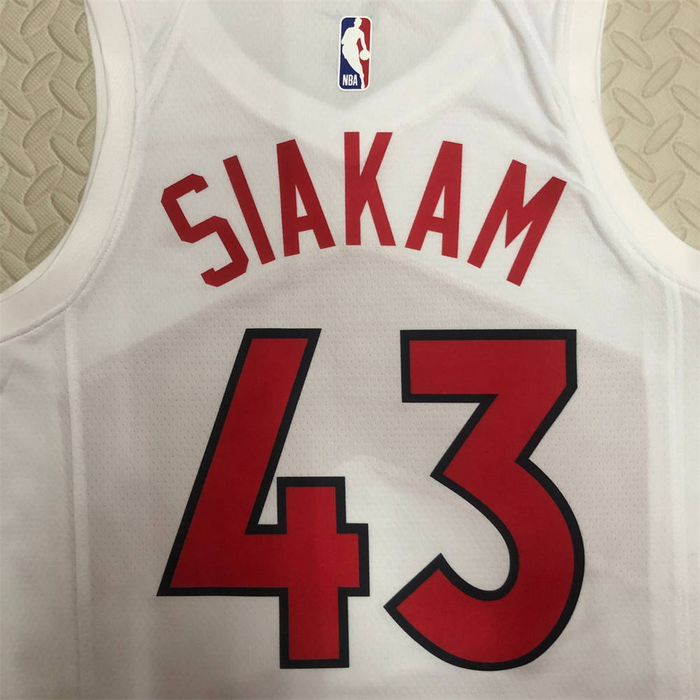 NBA Toronto Raptors V-Neck White Jersey SIAKAM#43 S-XXL