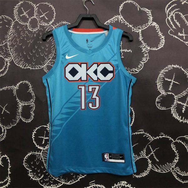 NBA Oklahoma City Thunder V-Neck Blue Jersey GEORGE#13 S-XXL
