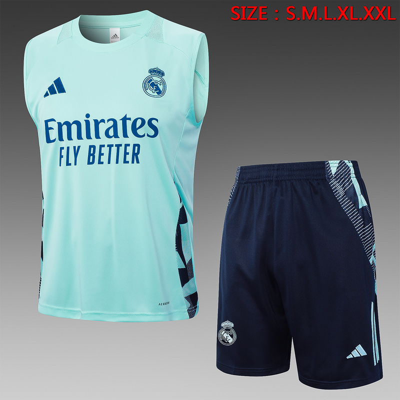 24/25 Real Madrid Light green Training Set Shirt and Shorts