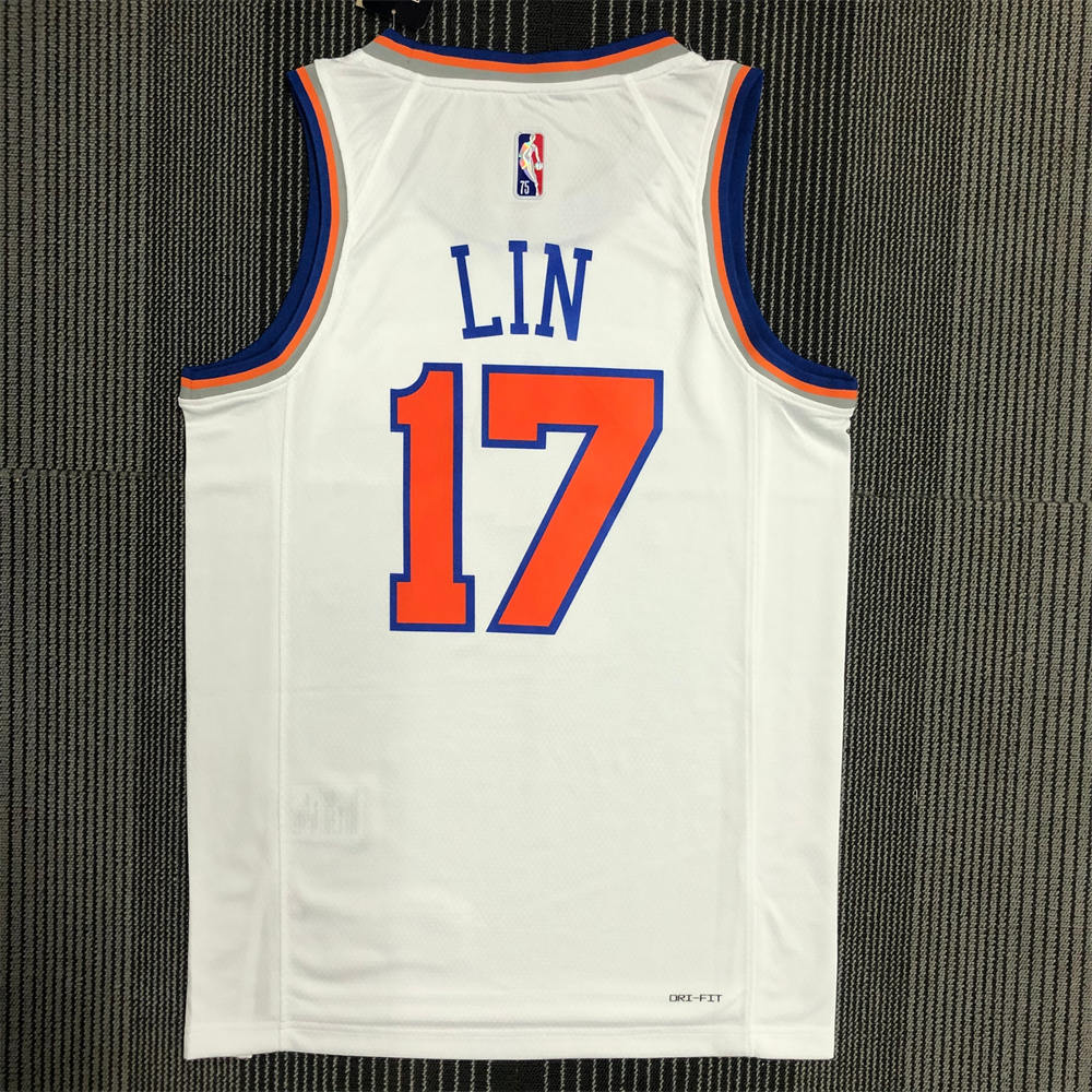 NBA New York Knicks Round Neck White 75th Anniversary jersey LIN#17 S-XXL