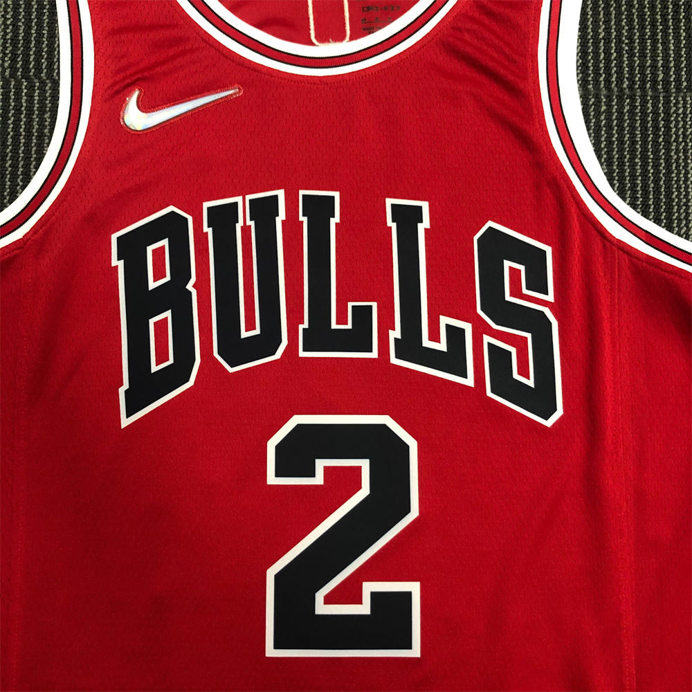 NBA Chicago Bulls Round Neck Red 75th anniversaryJersey BALL#2 S-XXL