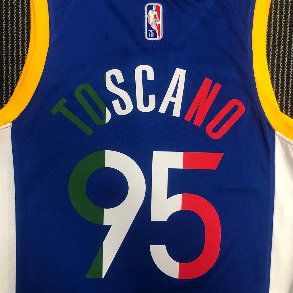 NBA Golden State Warriors V-Neck Mexico Edition 75th Anniversary Blue Jersey TOSCANO#95 S-XXL
