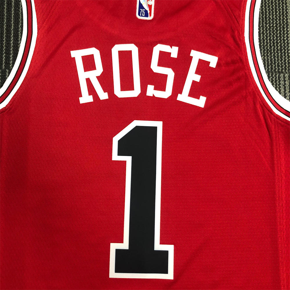 NBA Chicago Bulls Round Neck Red 75th anniversaryJersey ROSE#1 S-XXL
