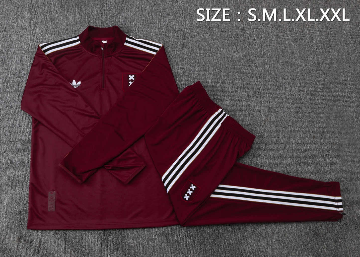 202526 Ajax maroon Long-sleeved half-pull training kit Football team kit
