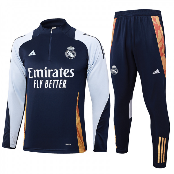 24/25 Real Madrid Royal blue Long-sleeved half-pull training kit Football team kit