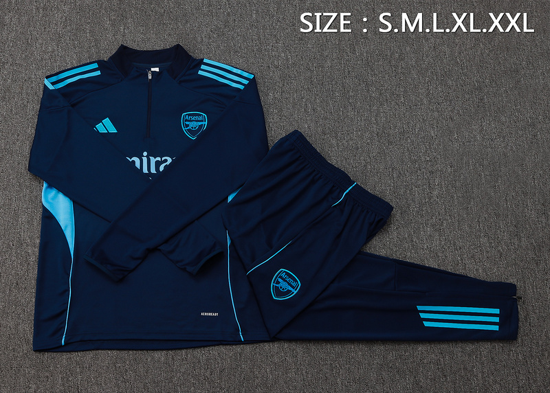202526 Arsenal Royal blue Long-sleeved half-pull training kit Football team kit