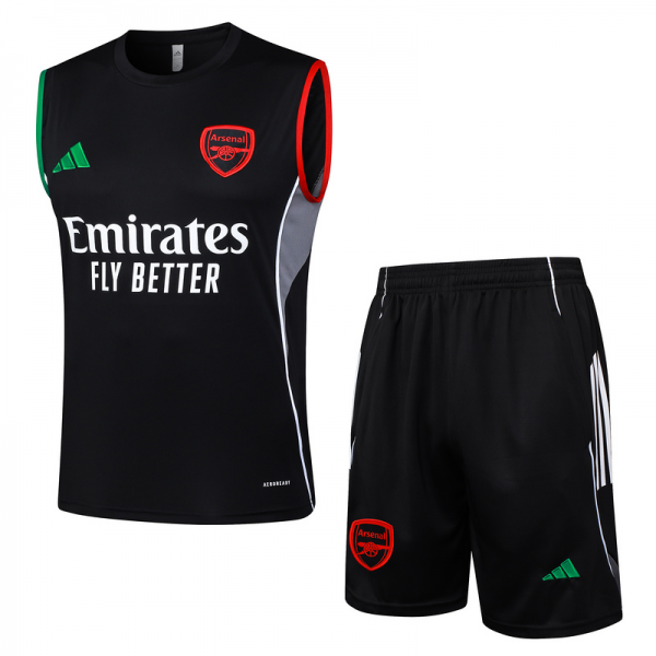 2025/26 Arsenal Black Training Set Shirt and Shorts