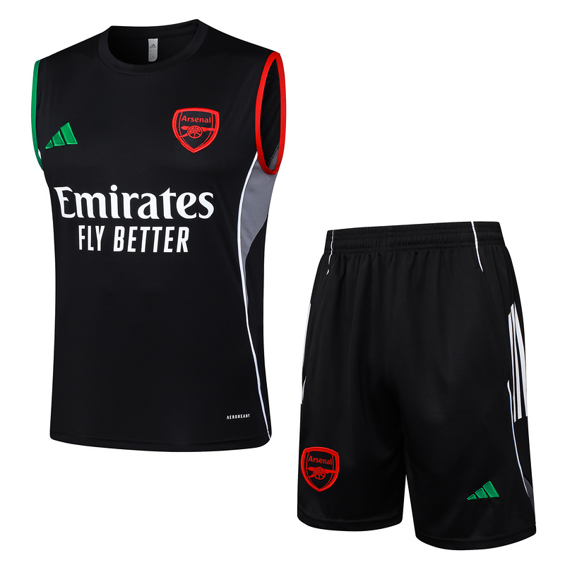 2025/26 Arsenal Black Training Set Shirt and Shorts