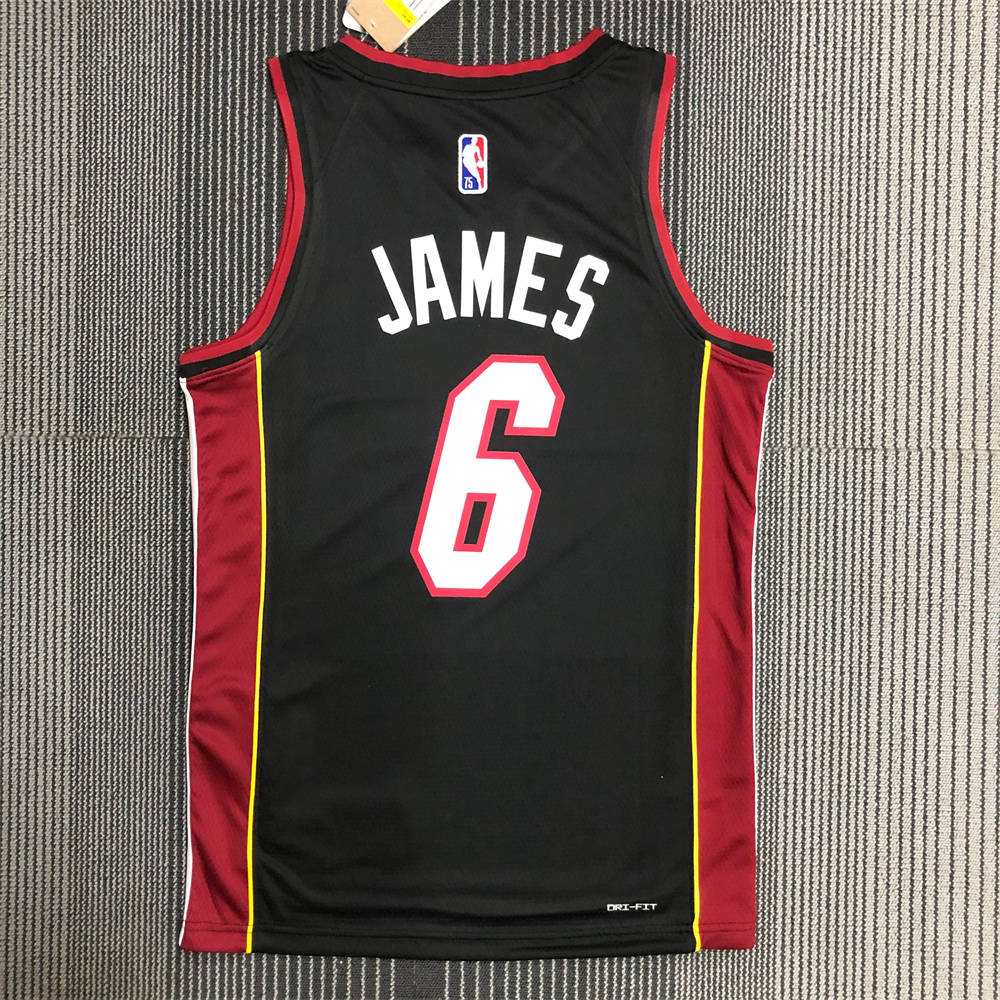 NBA Miami Hearts V-Neck Black 75th Anniversary Jersey JAMES#6 S-XXL