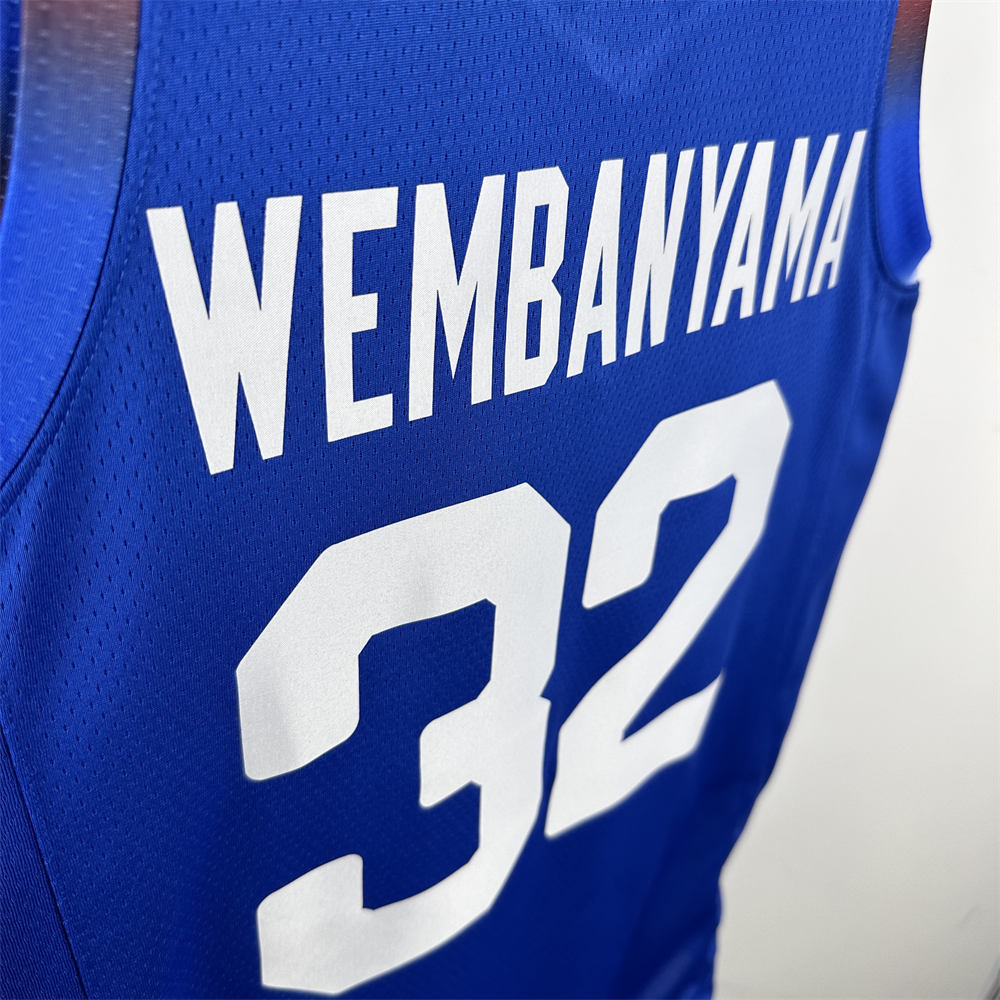 NBA France 2024 Olympic Games Blue jersey WEMBANYAMA#32 S-XXL
