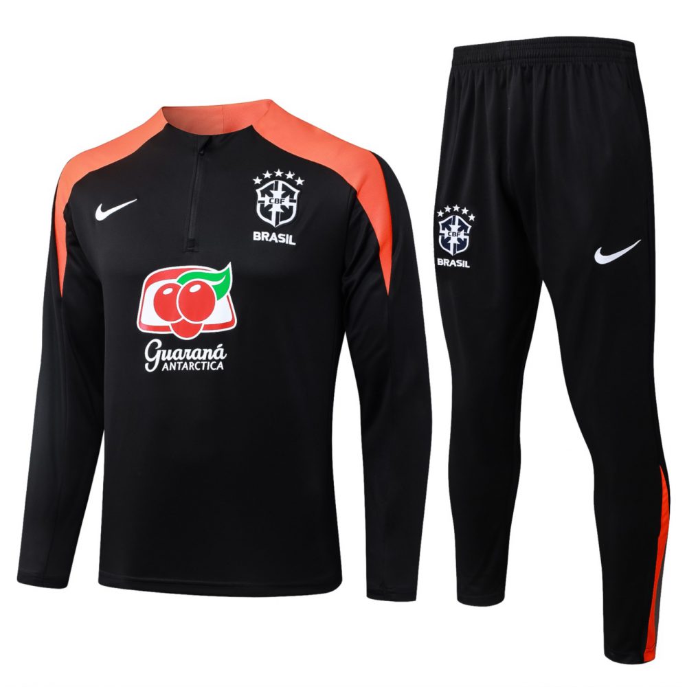 202526 Brazil Bllack Long-sleeved half-pull training kit Football team kit