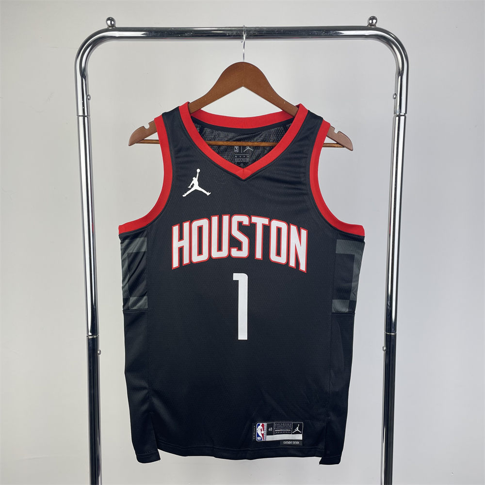 NBA Houston Rockets 2024 V-Neck Balck Jersey McGRADY#1 S-XXL
