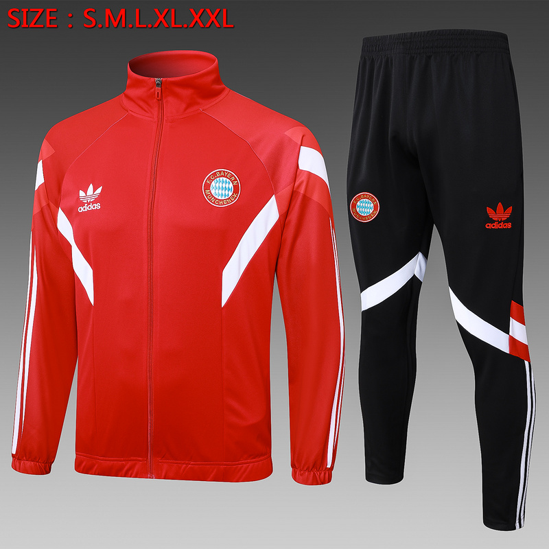 2024/25 Bayern Munich Red Jacket Training Suit Set Football Team Shirt Sports Fashion