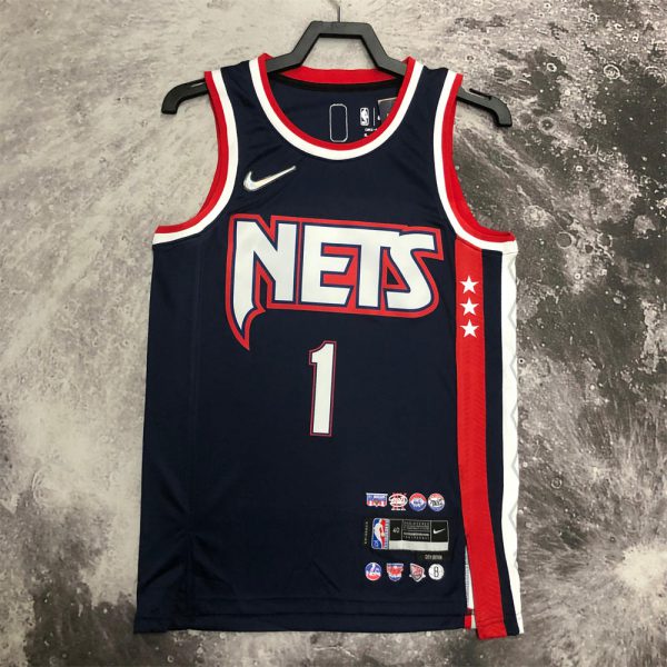 NBA Brooklyn Nets V-Neck Black 75th anniversary Jersey BRIDGES#1 S-XXL
