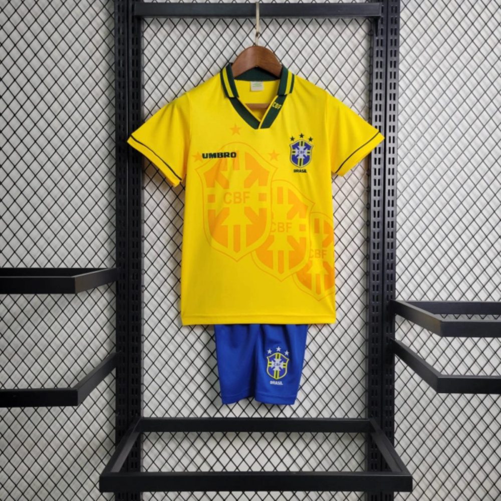 Retro 1994 Brazil home jersey Kid Kits Size 16-28