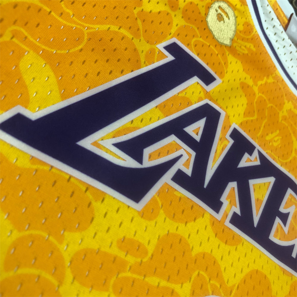 NBA Los Angeles Lakers BAPE×M&N BAPE#93 Gold Hardwood Classics Swingman Jersey S-XXL