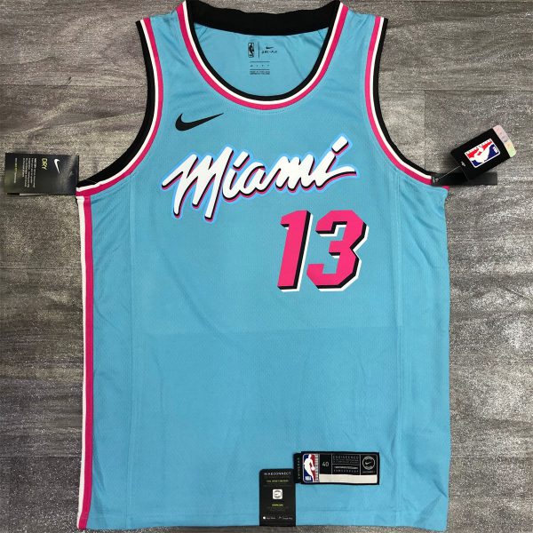 NBA Miami Hearts round neck Light Blue Jersey ADEBAYO#13 S-XXL